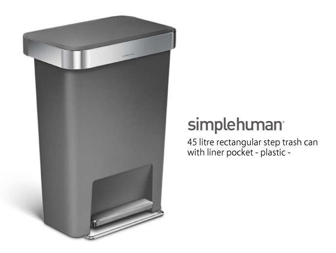 simplehuman レクタンギュラーステップダストボックス45L(プラスチック)