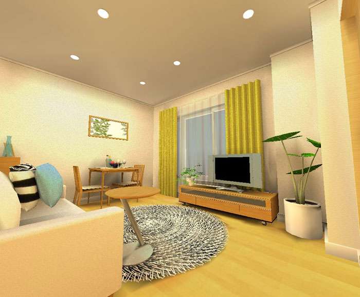 ファブリックの鮮やかなカラーを生かした 北欧風のお部屋