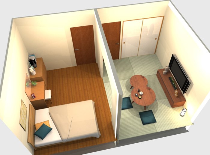 異なる木材を使用しても統一感がある和モダンのお部屋